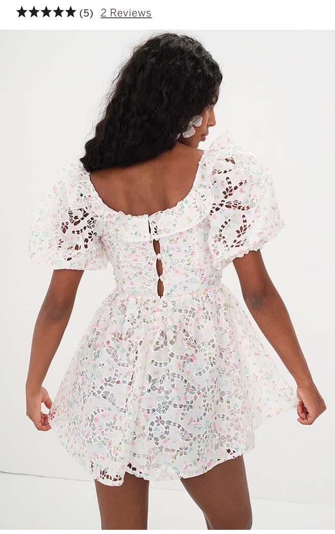 for love & lemons magnolia mini dress For Love & Lemons Magnolia Mini eyelet Dress Floral Puff Sleeve White XS NWT