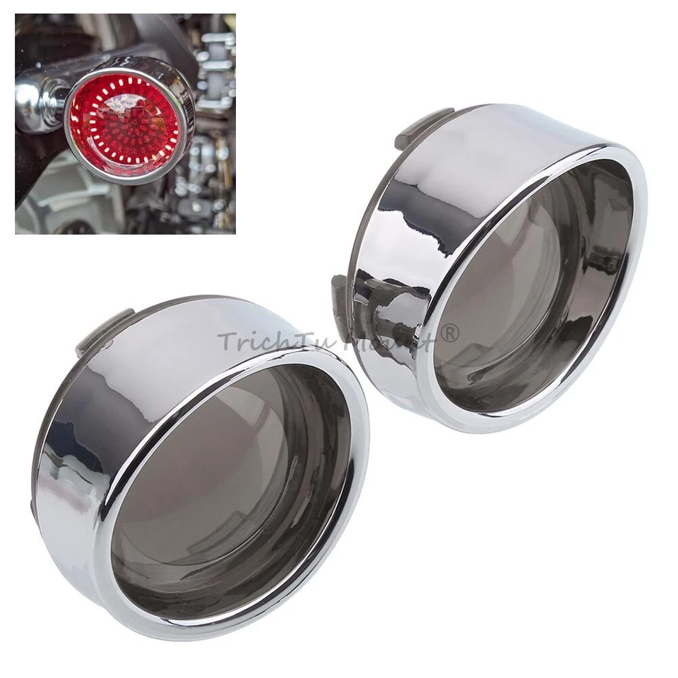 Turn Signal Light Smoke Lens Cover Bezels Visor Fit For Harley Davidson Softail - Image 2 of 4