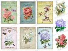  Vintage Image Victorian Flower Assortment Roses Labels Waterslide Decals FL345