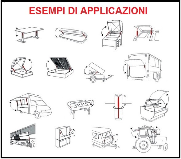 Set Di 2 Puntoni A Gas Universali 300N Con Teste A Occhiello, Lunghezza Aperta 550 Mm, Per Bagagliaio, Cofano, Armadi, Porte