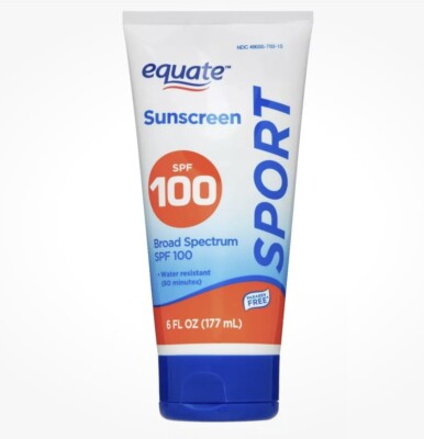 Equate Sport Sunscreen Broad Spectrum SPF 100 Water Resistant 6 fl oz 177ml 