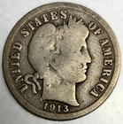 1913-P Barber Dime 90% Silver Good Circulated Condition 10c US Coin- 4139