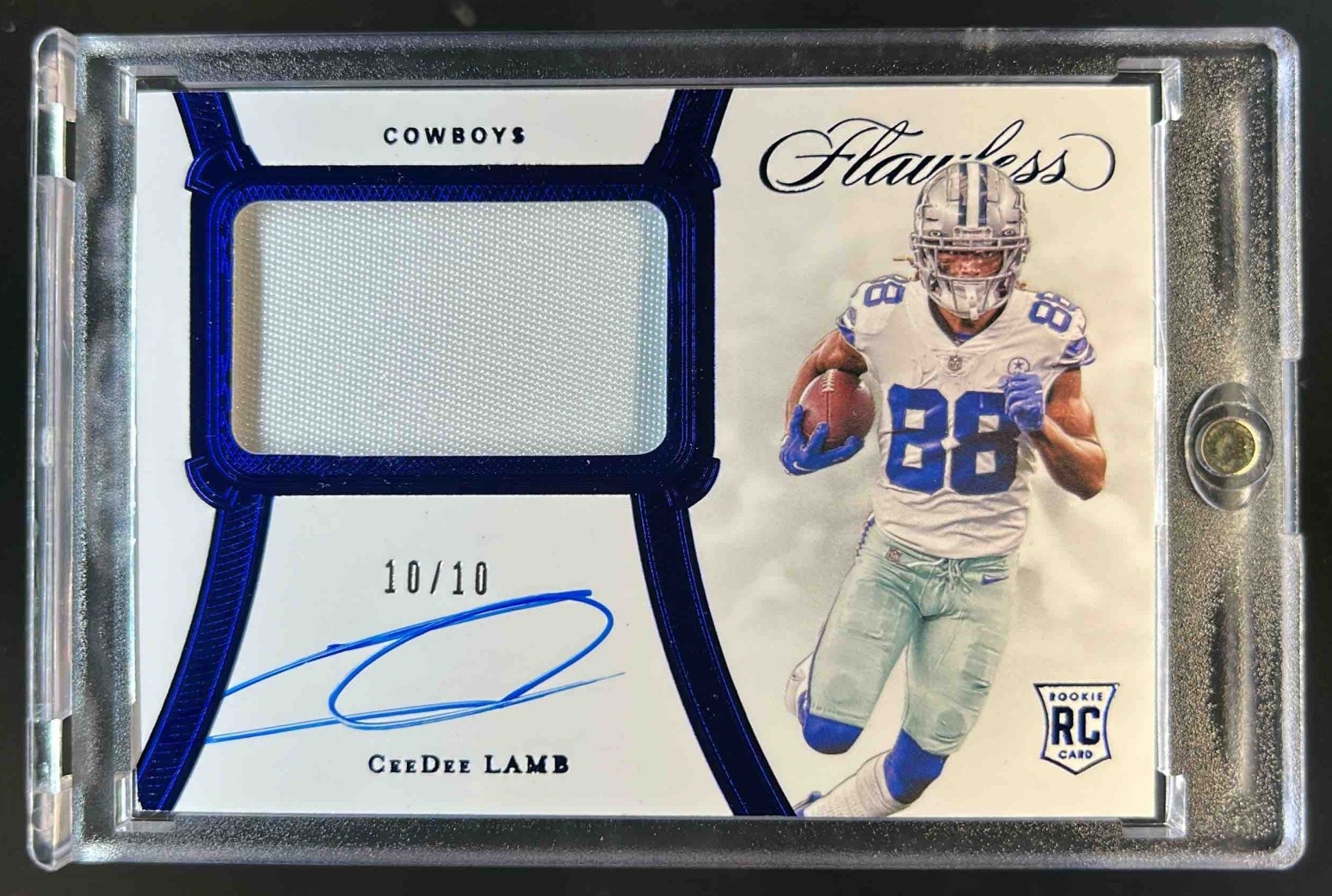 2020 Panini Flawless CeeDee Lamb Rookie Patch Auto RC Sapphire #/10 Cowboys