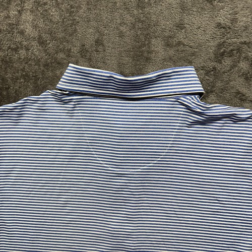Straight Down Polo Shirt Mens Medium Blue Striped Short Sleeve Performance Golf - Picture 8 of 9