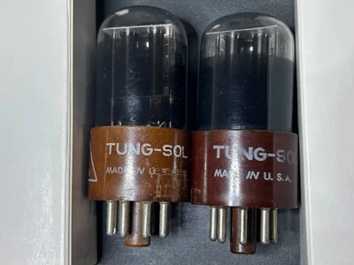 TungSol JAN CTL 6SU7GTY Matched Pair Great NOS Quality Brown Plate Black Glass - Image 1 of 4