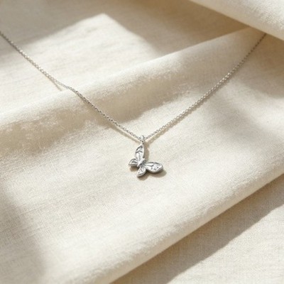 Silver Butterfly Pendant Necklace Women Dainty Chain Minimalist Jewelry Gift