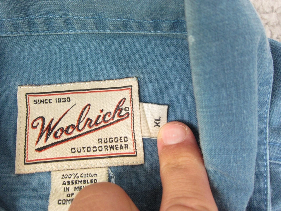 Vintage Woolrich Shirt Men Extra Large XL Blue Hunting Canvas Camping Safari - Image 4 of 4