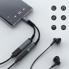 Gold Plateds USB C To 3.5mm PD60W Charging Cord Braideds Losslessly Sound Cable