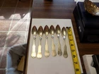 LOT OF 6 Antique fiddle tipped COIN SILVER teaspoon DUHME  monogram