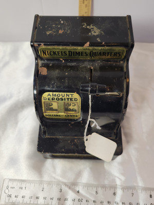 Antique 1923 Durable Toy & Novelty Co 3 Coin Uncle Sam Register Bank