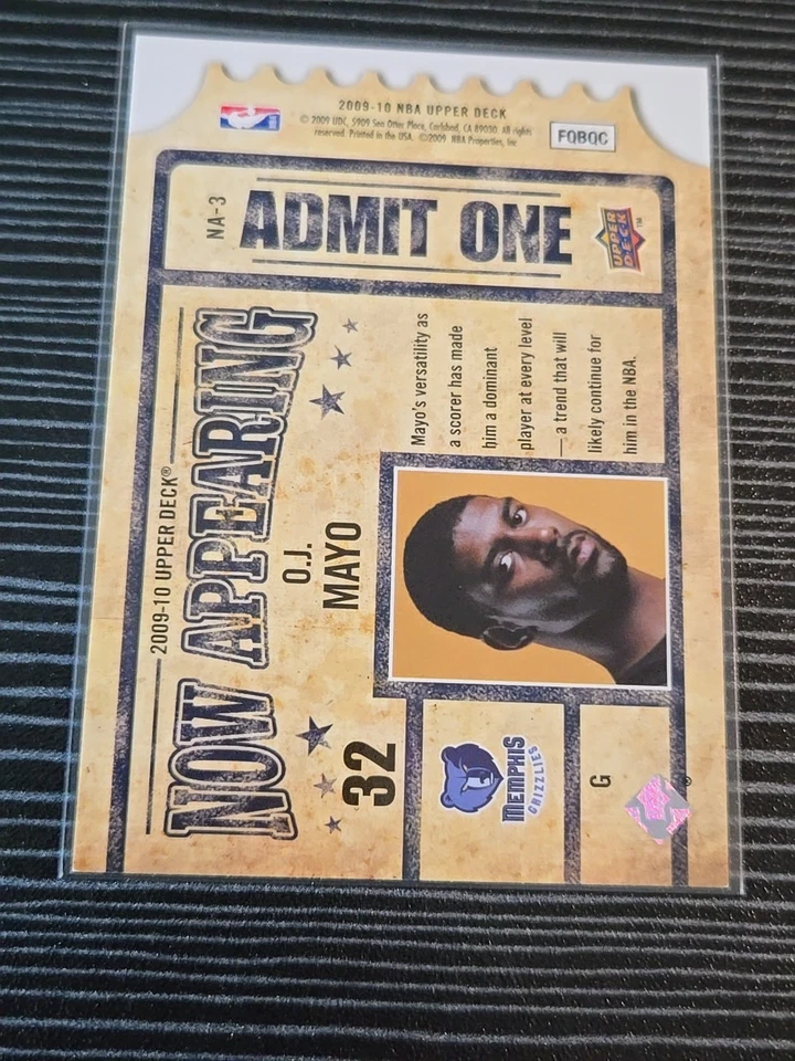 2009-10 Upper Deck - Now Appearing O.J. Mayo #NA-3 2 Soft Corners On Back. Nice  - Image 2 of 4