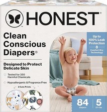The Honest Company Clean Conscious Disposable Diapers 2 Print Pack- Size 5 84CT