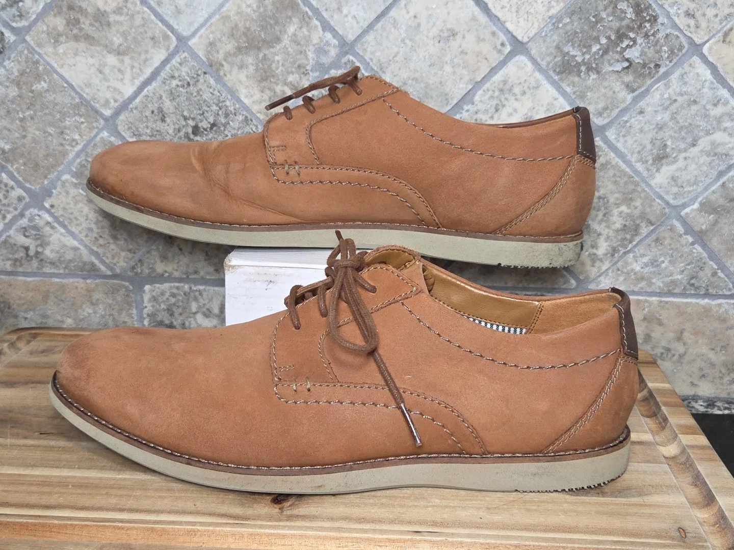 Scarpa casual Clarks uomo Raharto Oxford taglia 9 5 M pelle sabbia marrone punta liscia