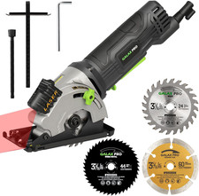 580W Mini Circular Saw 3500RPM 28.5mm Cut Depth 3x 85mm Blades Laser Guide