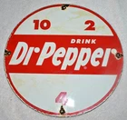 Vtg Dr Pepper 10 2 4 12" Round Porcelain Sign