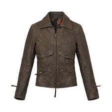 Echtlederjacke Khaki Utility Style Safari Y2K...