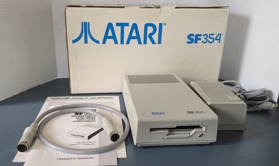 Atari ST SF354, power adapter, I/O cable, box, manual for parts/repair AS IS