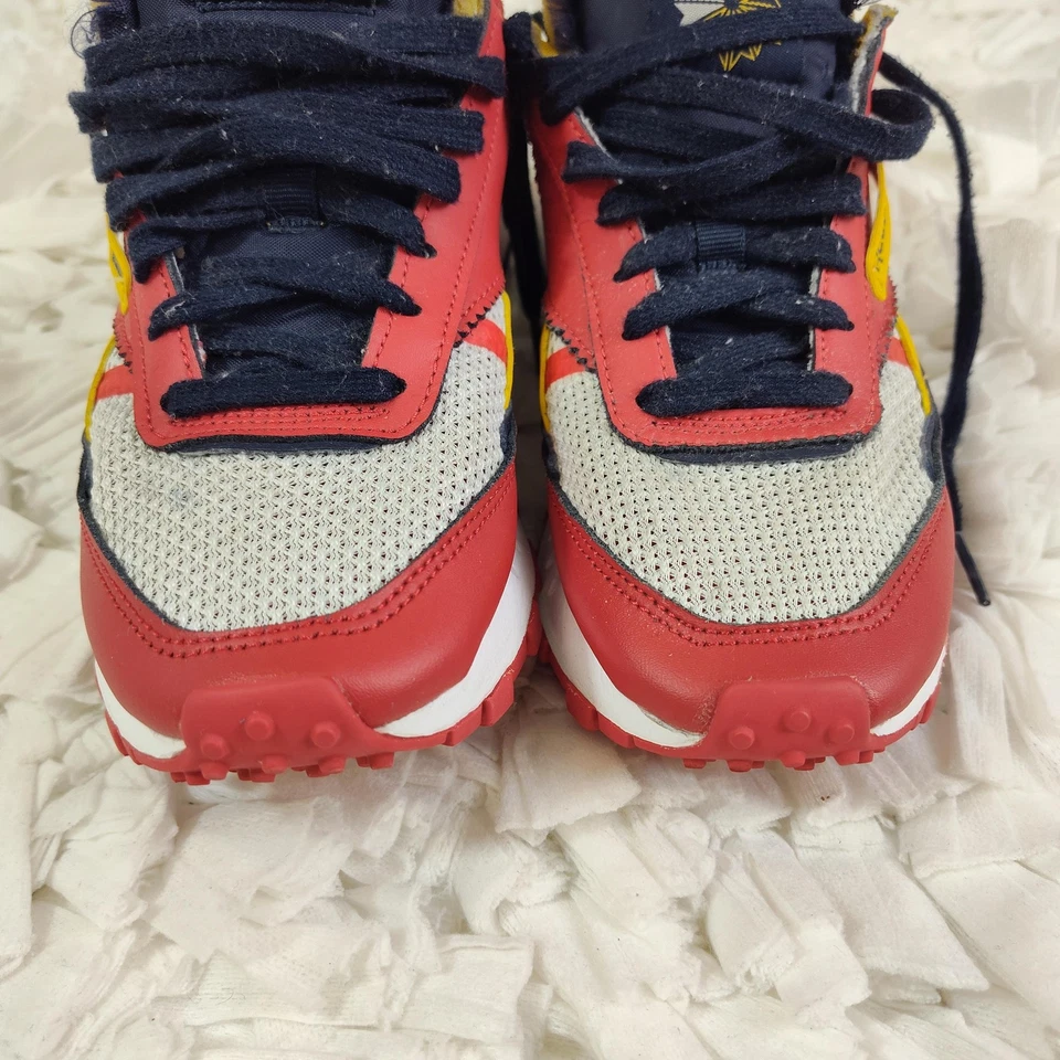 锐步经典皮革传统鞋男式 5.5 码红色黄色海军蓝网眼跑步鞋 — 第 4/4 张图片