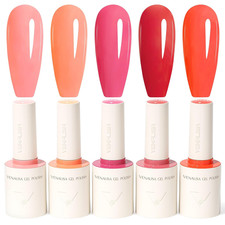 VENALISA 10 ML Pink Gel Nail Polish Set with DIY Nail Tips Kit, 5 Pcs Pink Red O