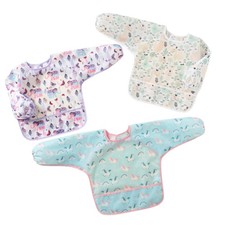 3-Pack Baby Long Sleeve Waterproof Bib Full Coverage Apron Bib Smock Toddler ...