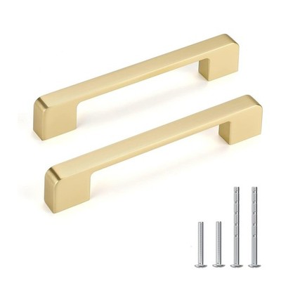 Lepatape 10 Pack 5 Inch Brushed Gold Cabinet Pulls Solid Zinc Alloy Gold Cabi...