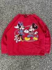 Vintage Disney Mickey  Minnie Mouse Red Pullover Size Large Mickey Unlimited