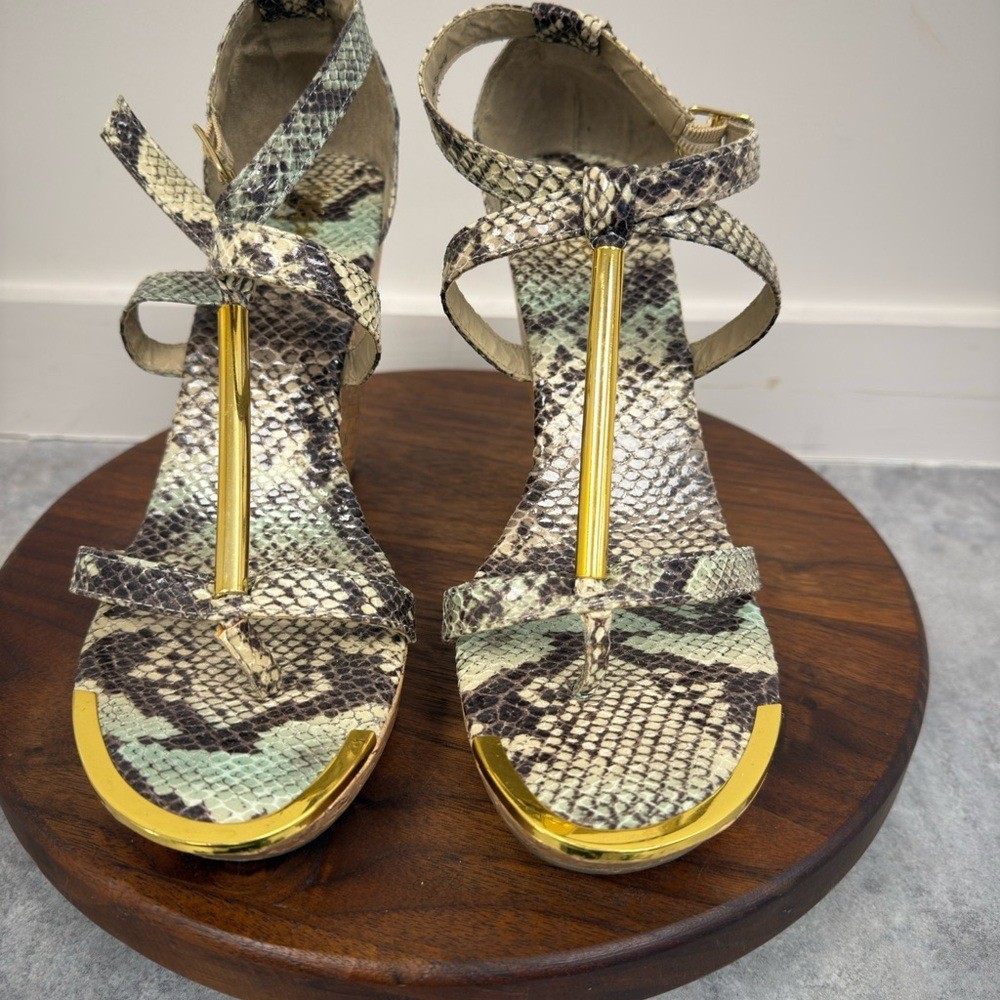 Stylish Snakeskin Heels with Gold Details
