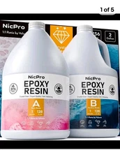 Nicpro 2 Gallon Crystal Clear Epoxy Resin Kit, High Gloss & Bubbles Free 256 Oz