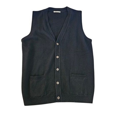 WoolOvers Waistcoat Sweater Vest Cardigan Black XL Button Up Classic