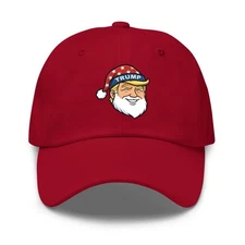 Donald Trump Santa Hat Embroidered Red Cap MAGA Christmas Baseball Hat