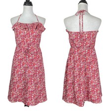 Liberty of London Target Womens XS Pink Floral Ruffle Cinch Waist Halter Dress