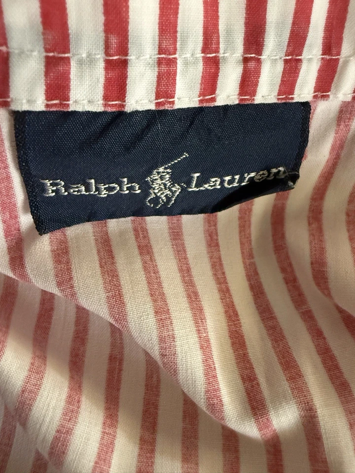 Ralph Lauren Twin Flat Sheet Red White Stripe Preppy Classic Peppermint Holiday - Image 2 of 4