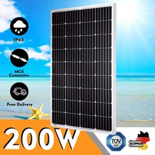 200W 12V Solar Panel 23% High Efficiency Moncrystalline Module RV Marine Boat