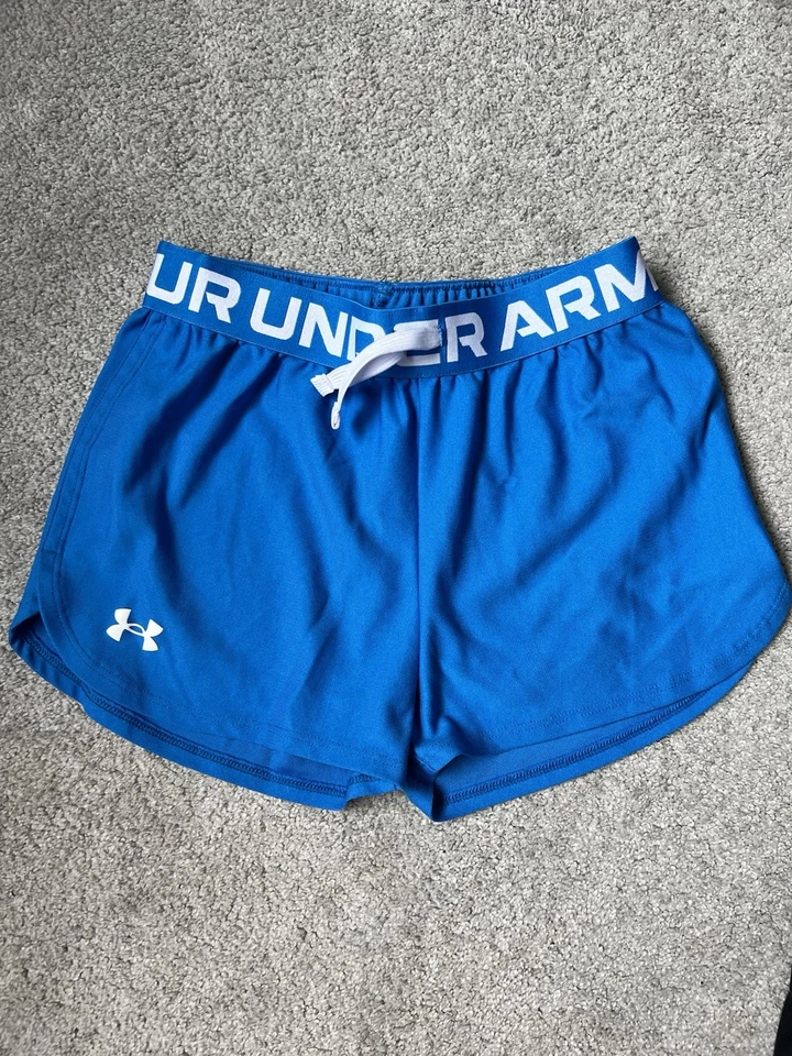 Under Armor Girls Shorts Size YMD  Lot Of 2 Blue/Black Logo Drawstring Summer - Image 2 of 4