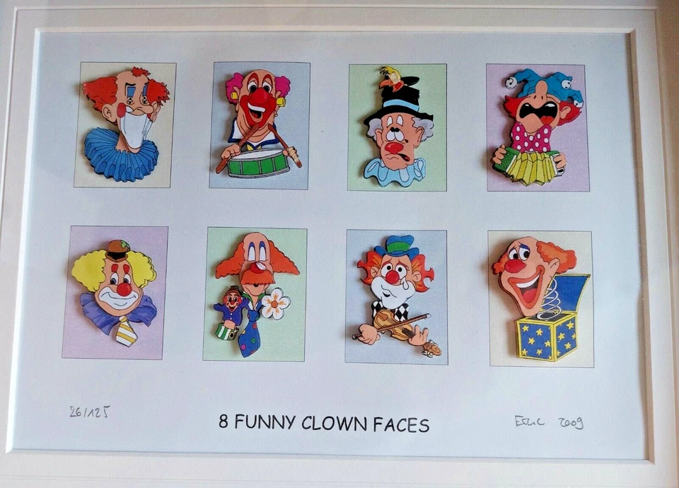 8 Funny Clown Faces (2009) Rob Eric (2013*) Freund von James Rizzi 3D POP ART - Bild 2 von 4