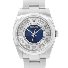 Rolex Oyster Perpetual 36 116000 Silver Blue Dial Steel Mens Watch
