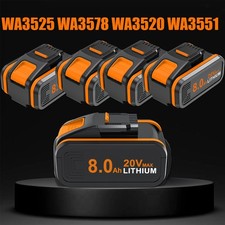 4X 1X For Worx 20V Li-Ion Battery 8.0Ah WA3551 WX390 WX176 WA3553.1 / UK Charger