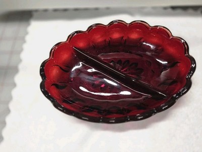 Anchor Hocking Ruby Red Divided  Serving Dish