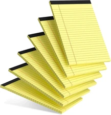 6pcs Small Note Pad 5x8 College Ruled Legal Pads Paper Notepads 6 Pack Yellow