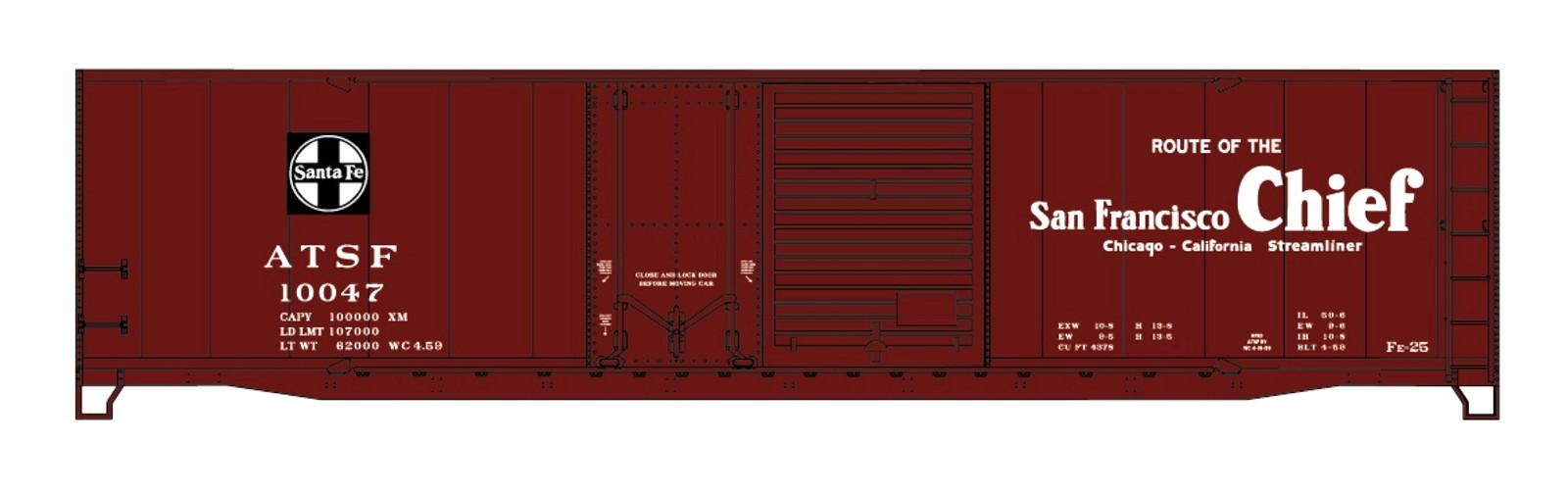 Accurail 8107.3, HO Scale 50' Steel Boxcar Kit, Combo Door, ATSF Santa Fe #10047