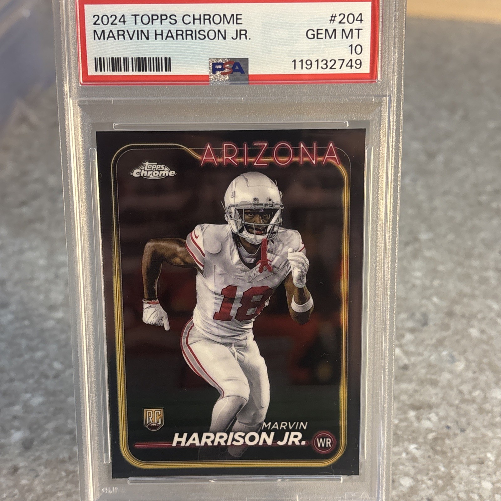 2024 Topps Chrome #204 Marvin Harrison Jr Refractor Rookie Card PSA 10 Cardinals