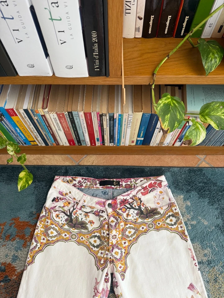 Roberto Cavalli Pantalone Donna Floral Jeans AOP Italia Y2K Vintage Taglia 31 Foto 2 de 4