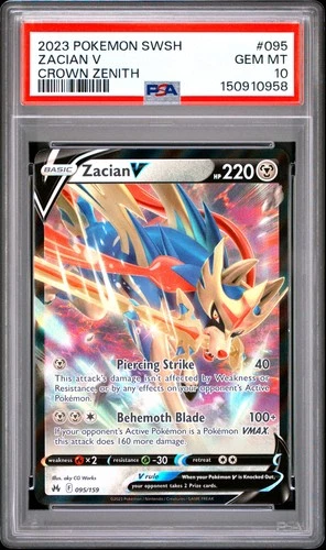 2023 POKEMON SWORD & SHIELD CROWN ZENITH #095 ZACIAN V PSA 10