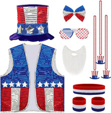 11 Pcs 4Th of July Costume Patriotic Costume Accessories Set, American Patriotic