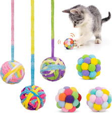 Woolen Yarn Cat Balls with Bell 6Pc Interactive Toys for Indoor Cats