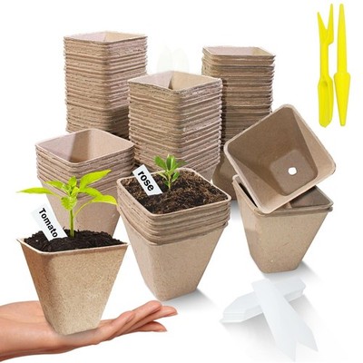 60 Pcs 100% Eco-Friendly Biodegradable Seed Starter Organic Planting Peat Pots