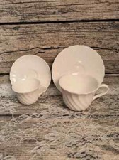50 WEDGWOOD ENGLISH CHINA WHITE CANDLELIGHT TEA OR DEMITASSE CUP  SAUCER SETS