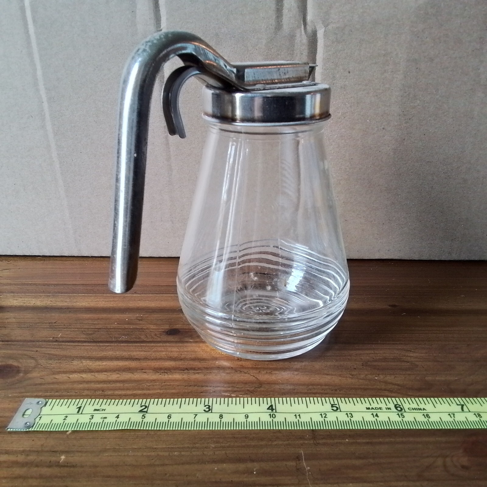 Vintage Glass Syrup Dispenser w/Metal Top