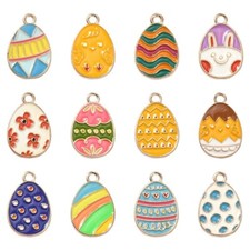 60x Enamel Easter Easter Egg Charms Pendants for Jewelry Making DIY Craft