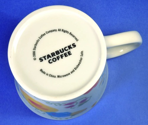 2006 Starbucks Floral 13oz. Coffee Mug Cup Vivid Colorful Flowers Against White - Bild 5 von 6
